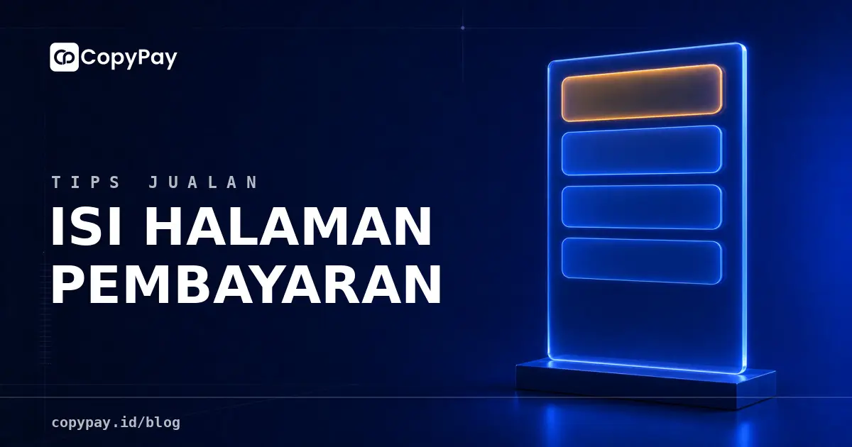 Ilustrasi panel kaca biru dengan empat blok informasi kosong, blok teratas menyala oranye