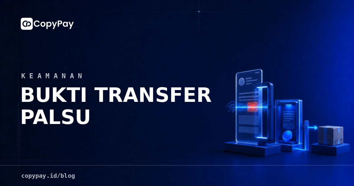 Tangkapan layar bukti transfer diperiksa dengan kaca pembesar